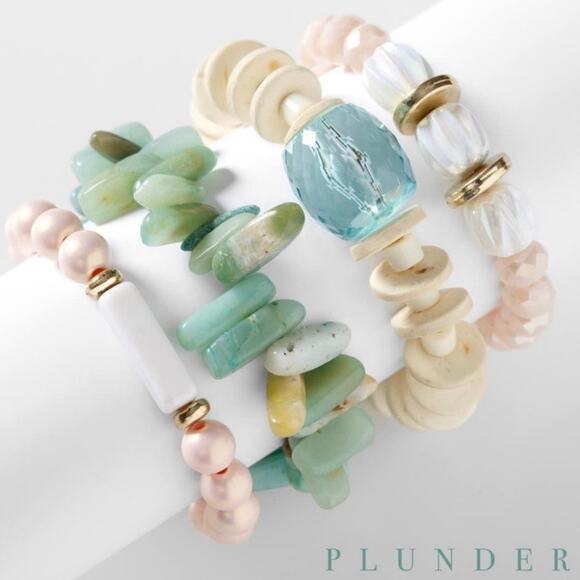 New Plunder “Hadleigh Brooke” Stackable Elastic Bracelet Set of 4 - Picture 1 of 5